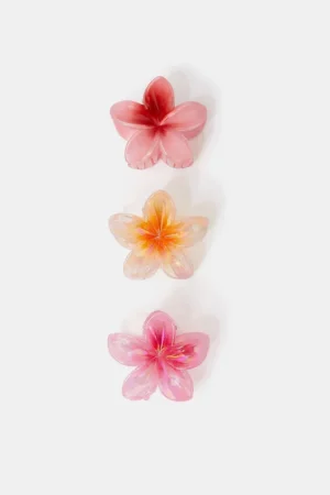 3‑Pack Tropical Flower Claw Clips – Recycled Plastic – GRS‑Certified OEM/ODM