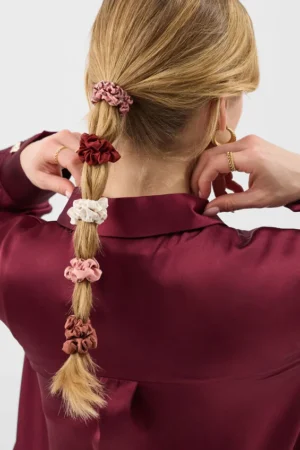 Title 5‑Pack Skinny Satin Hair Scrunchies – Recycled Polyester – GRS‑Certified OEM/ODM