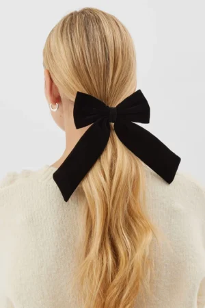 Velvet Bow Barrette Hair Clip – Recycled Polyester – GRS‑Certified OEM/ODM