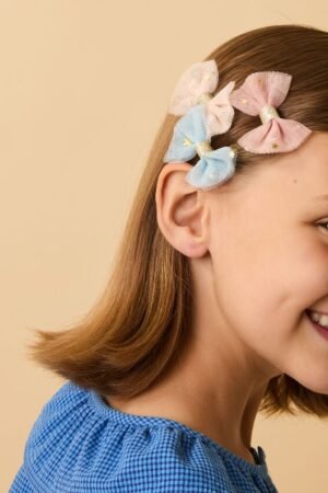 Glitter Star Bow Clip 3-Pack – Recycled Polyester – GRS‑Certified OEM/ODM