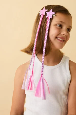 Braided Tinsel Hair Clip 2-Pack – Recycled Polyester – GRS‑Certified OEM/ODM