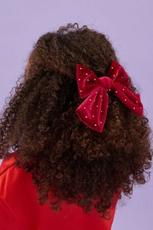 Red Velvet Bow Clip – Recycled Polyester – GRS‑Certified OEM/ODM