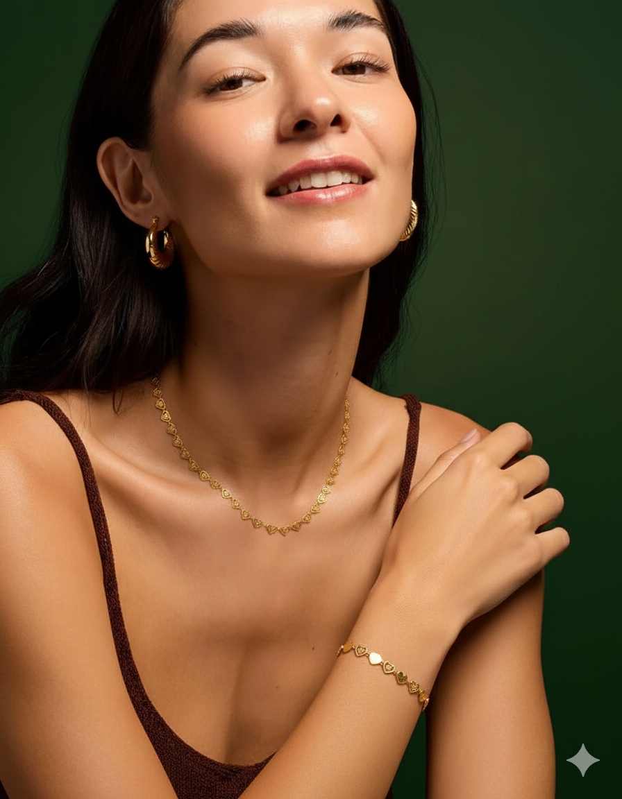 Heart-Link Stainless Steel Jewelry Set – GRS-Certified OEM/ODM