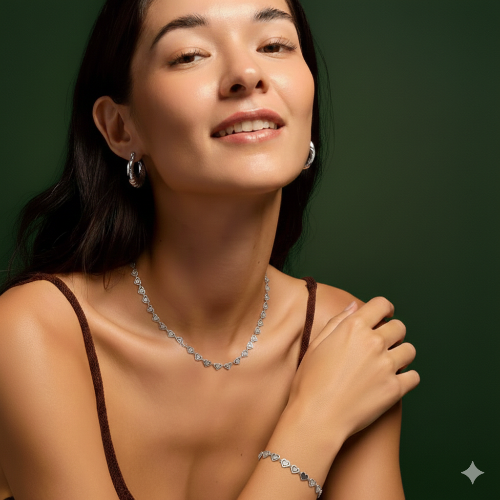 Heart-Link Stainless Steel Jewelry Set – GRS-Certified OEM/ODM - Image 3