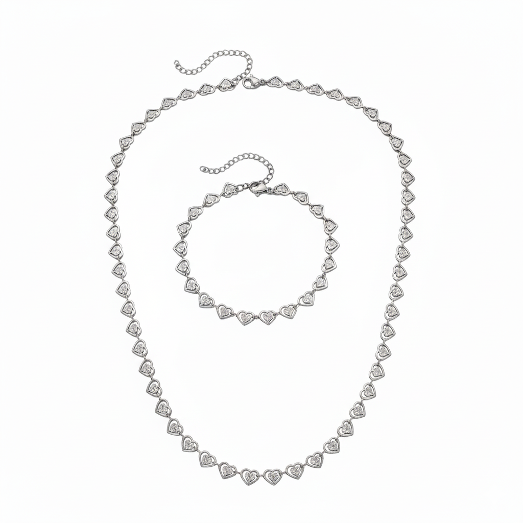 Heart-Link Stainless Steel Jewelry Set – GRS-Certified OEM/ODM - Image 5