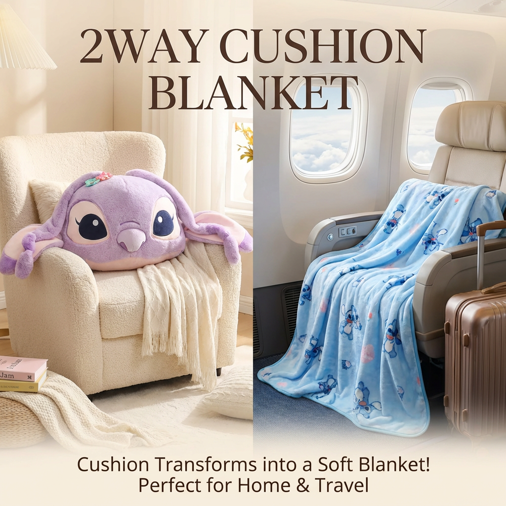 Angel Fans 2‑in‑1 Cushion With Blanket – Outlet Stock