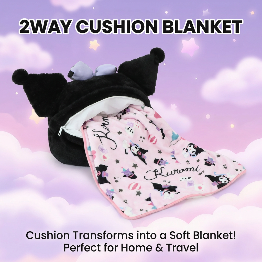 Kuromi Fans 2‑in‑1 Cushion With Blanket – Outlet Stock - Image 2