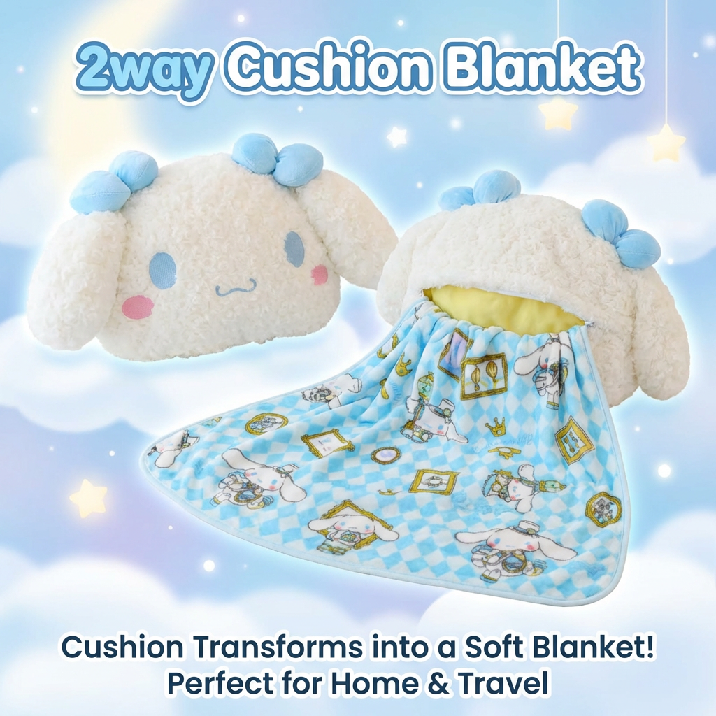 Cinnamoroll Fans 2‑in‑1 Cushion With Blanket