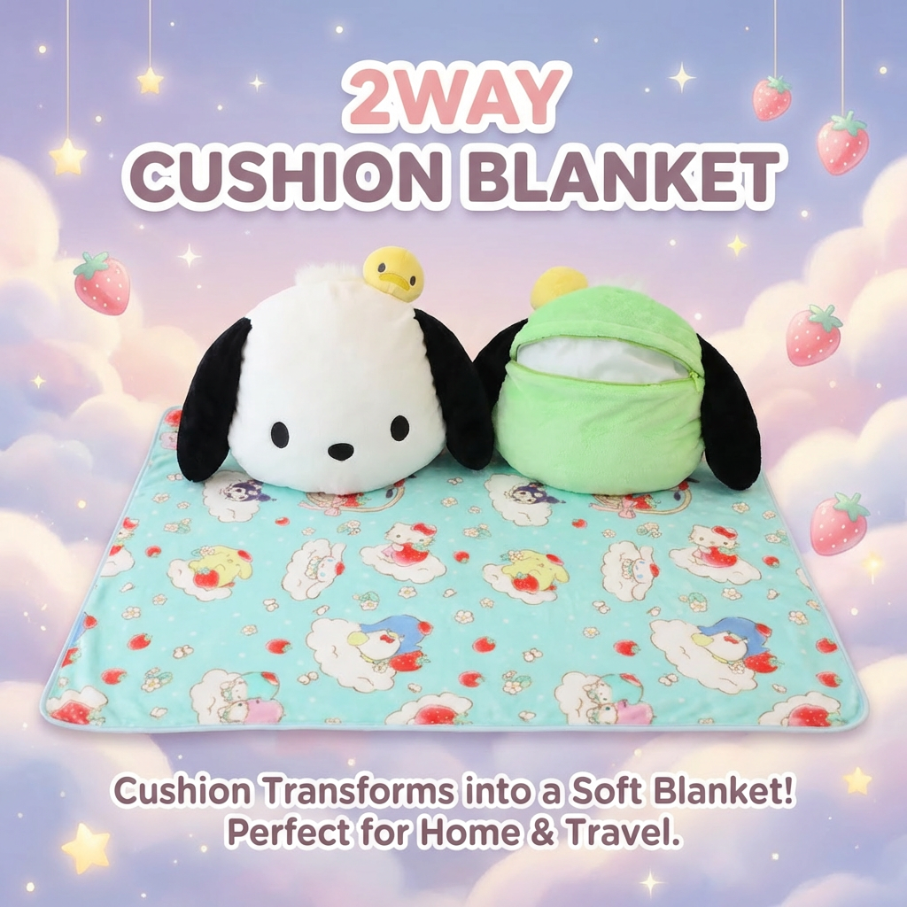 Pochacco Fans 2‑in‑1 Cushion Blanket