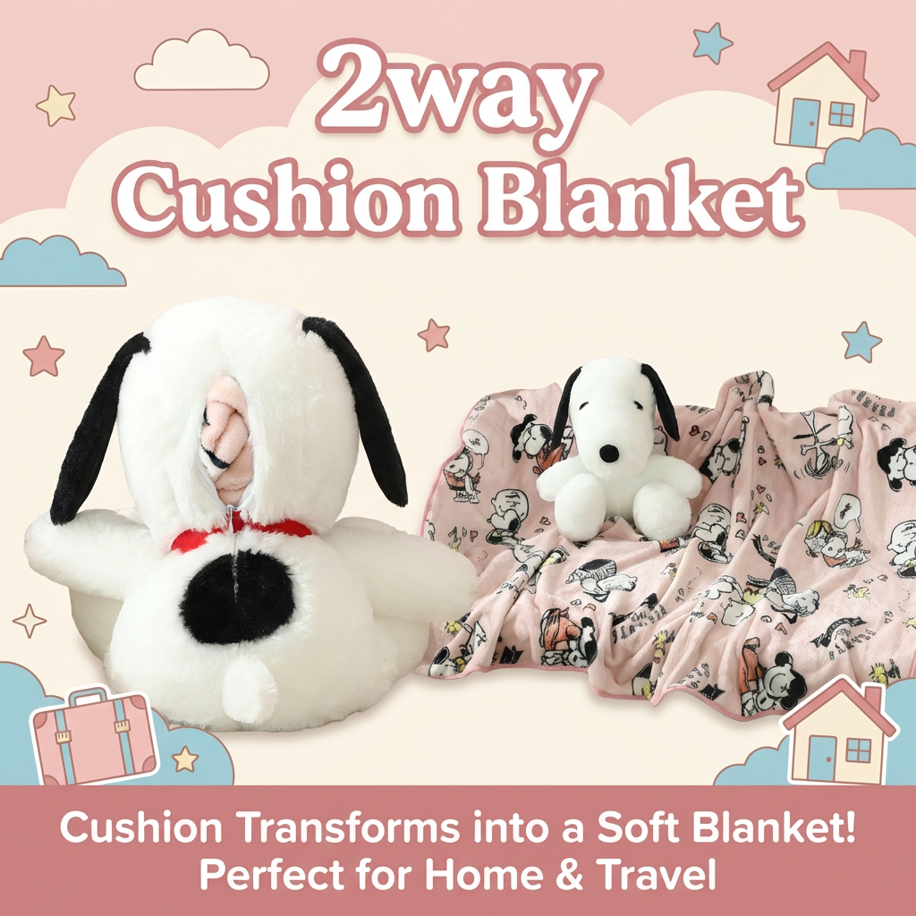 Snoopy Fans 2‑in‑1 Cushion With Blanket – Outlet Stock