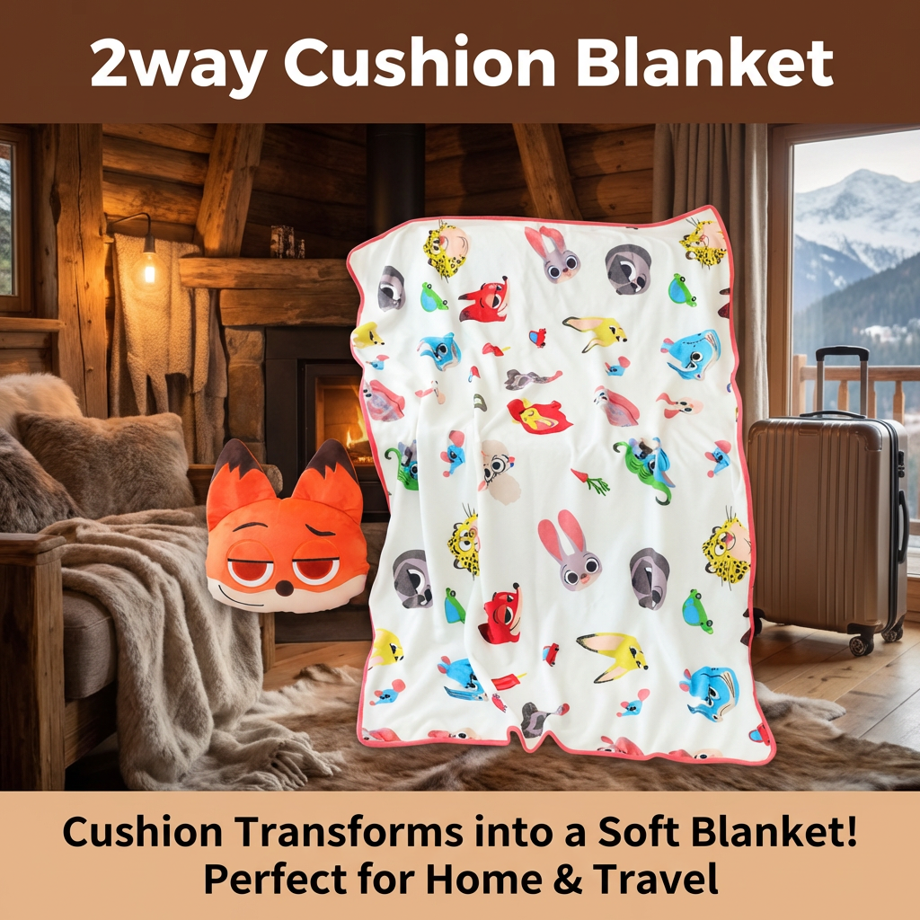Nick Wilde Fans -2‑in‑1 Cushion With Blanket – Outlet Stock
