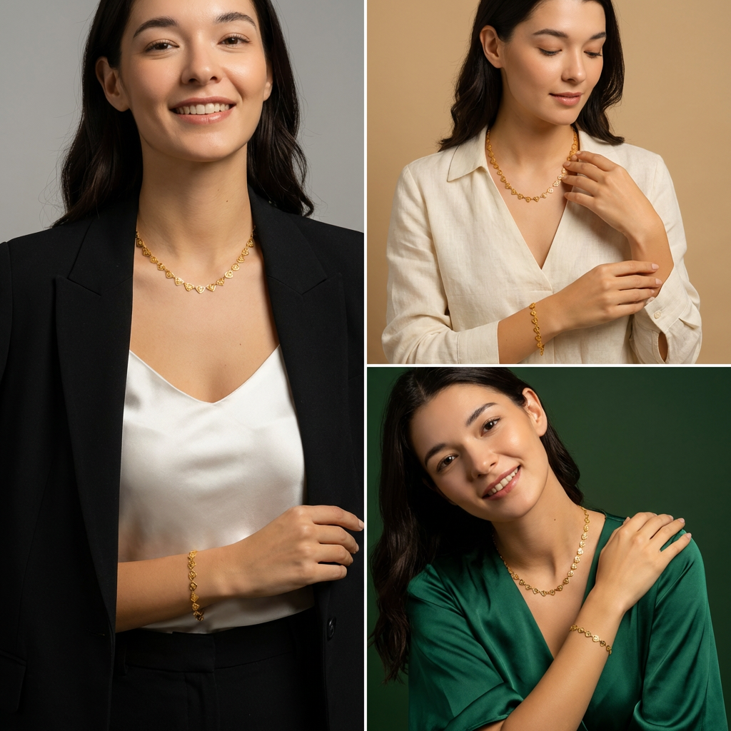 Heart-Link Stainless Steel Jewelry Set – GRS-Certified OEM/ODM - Image 2