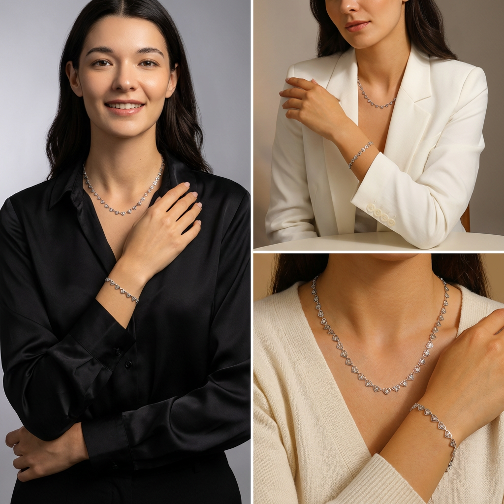 Heart-Link Stainless Steel Jewelry Set – GRS-Certified OEM/ODM - Image 4