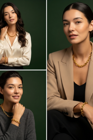 18ct Gold-Plated Stainless Steel Oval-Link Jewelry Set (Necklace & Bracelet) – GRS-Certified OEM/ODM