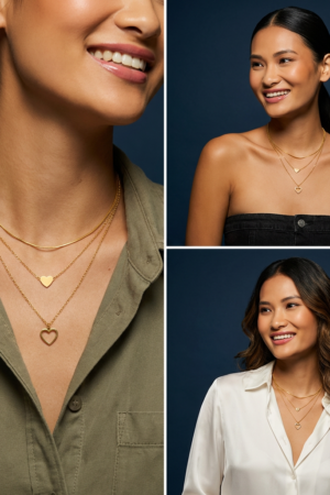 18ct Gold-Plated Layered Stainless Steel Heart Pendant Necklace – GRS‑Certified OEM/ODM