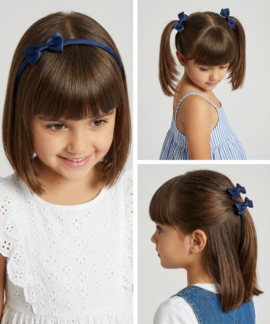 Navy Bow Hair Accessory Set – Recycled Polyester – GRS‑Certified OEM/ODM