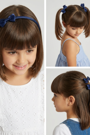 Navy Bow Hair Accessory Set – Recycled Polyester – GRS‑Certified OEM/ODM