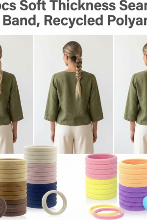 Elastic Hair Ties, 100 Pcs Thick Seamless Hair Bands – Recycled Polyamide – GRS‑Certified OEM/ODM