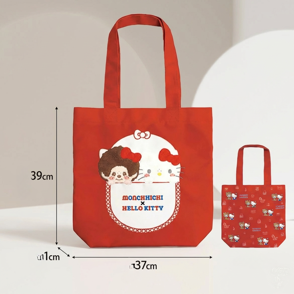 Monchhichi × Hello Kitty Red Tote Bag – For Character Fans - Image 2