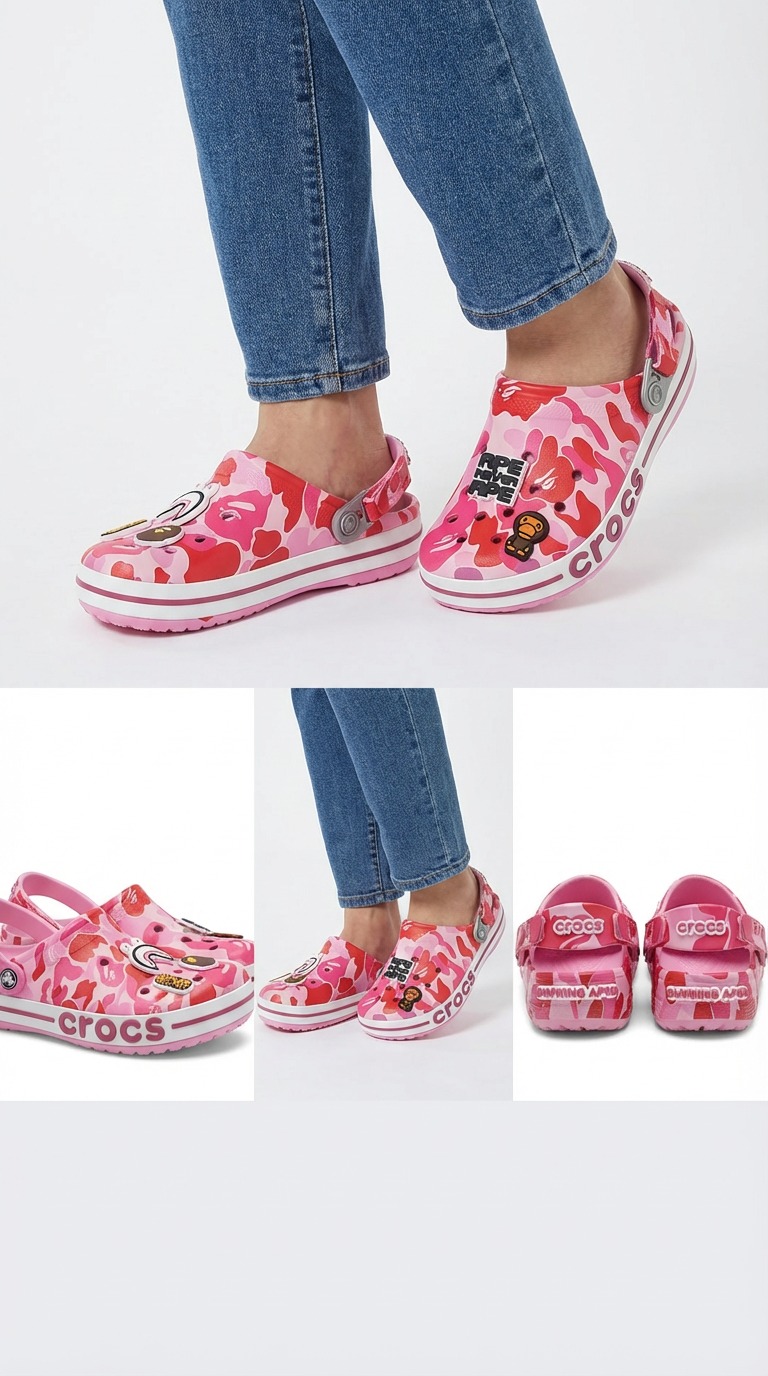 Classic “Carnation” Clogs – For Bape Bathing APE Fans - Image 7