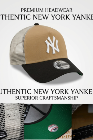 New York Yankees Tan & Black Mesh Trucker Cap