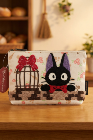 Kiki’s Delivery Service – Jiji Embroidered Pouch (For Studio Ghibli Fans)