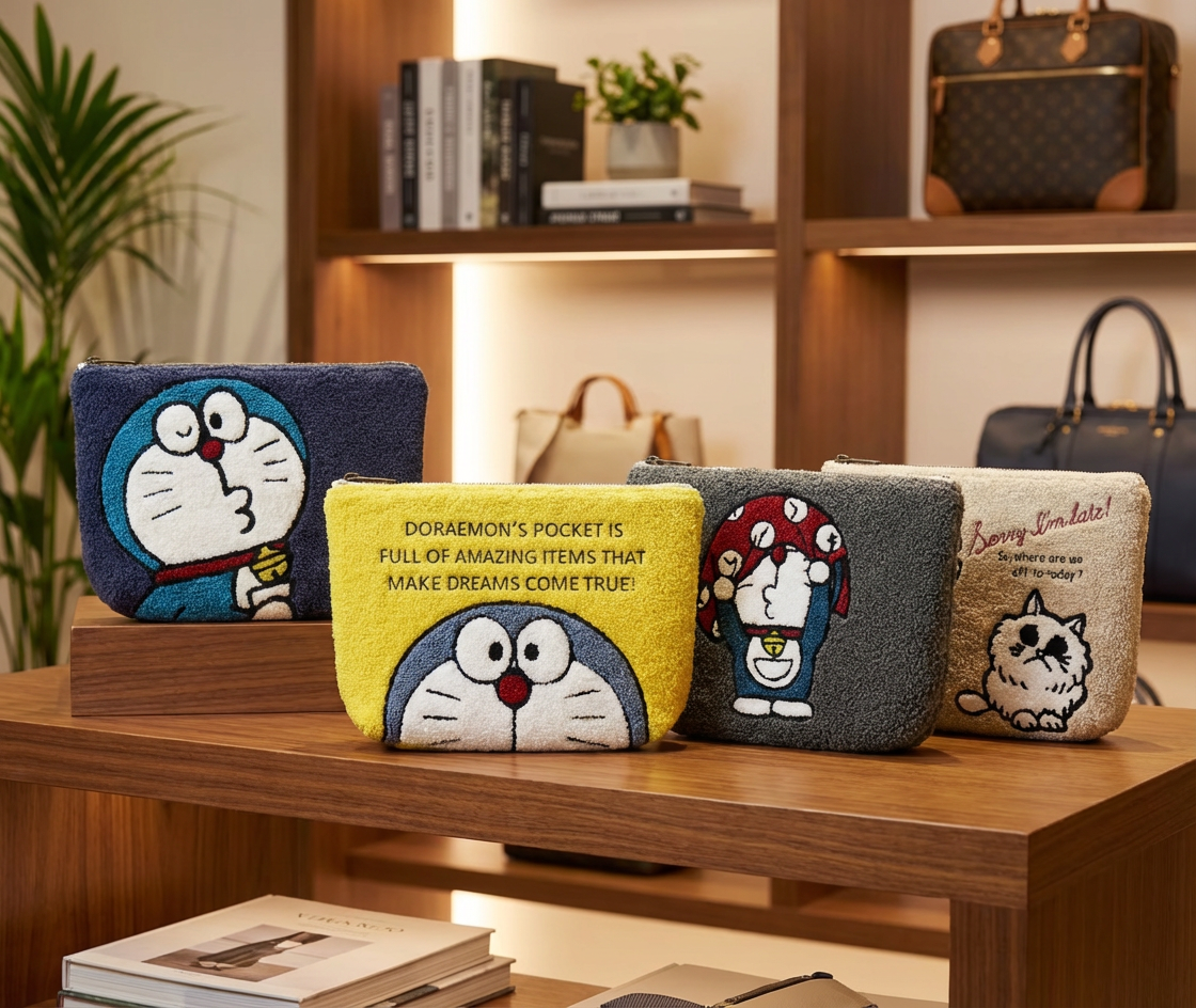 Doraemon Fans -Embroidered Pouch – 4 Designs (Collectible Series)