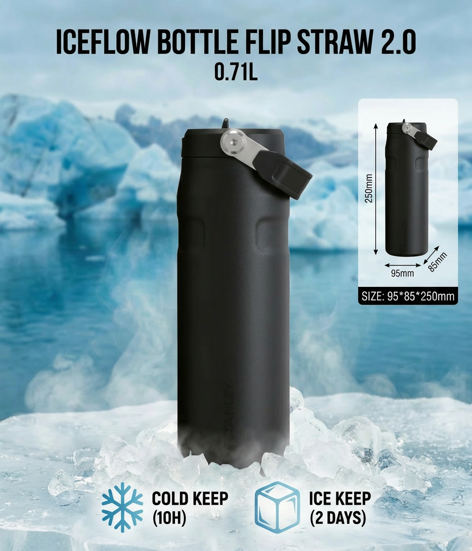 IceFlow Bottle Flip Straw 2.0 – 0.7L | For Active Hydration For Stanley Fans